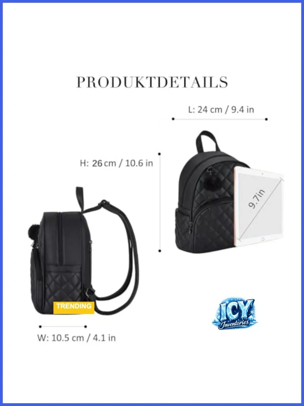 Waterproof PU Leather Mini Backpack with Pom and Tassel for Travel